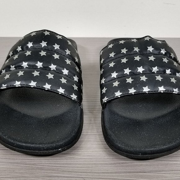 BP. Slide Sandals, Black with Silver Stars, Womens Size 10 - Picture 2 of 8